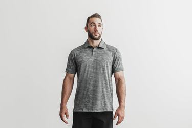 Nobull Lightweight Textured Polo Men's T Shirts Black Camo | Australia (OS3120)